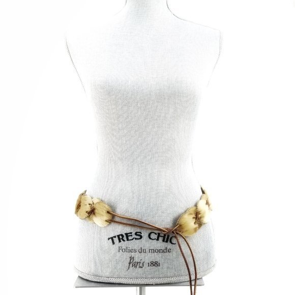 Vintage Genuine Cowhide and Leather Boho Belt - Picture 3 of 14